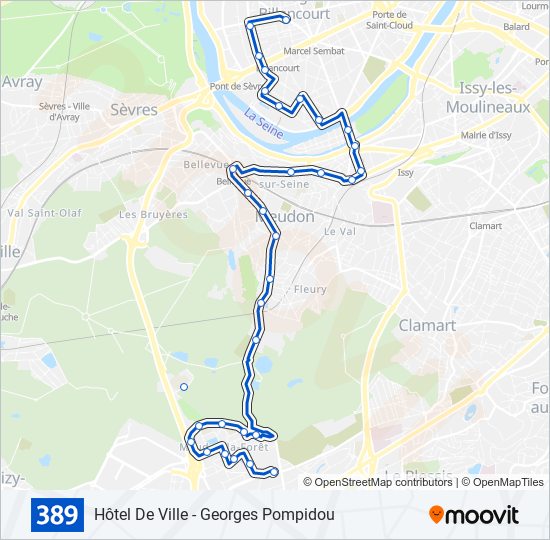 Plan de la ligne 389 de bus