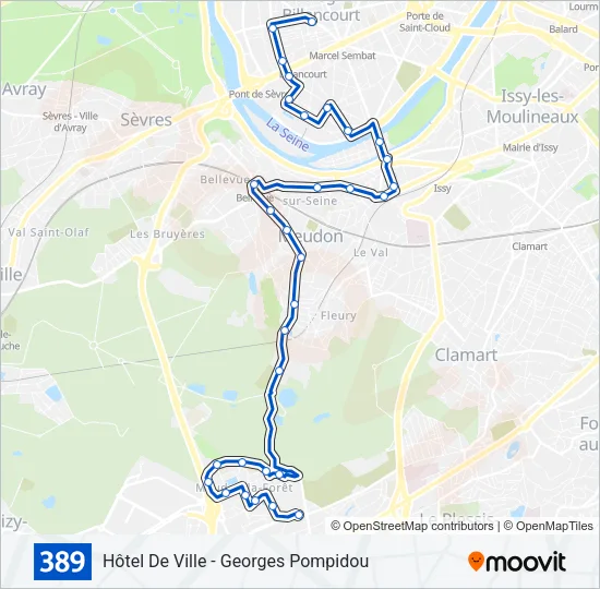 389 Bus Line Map