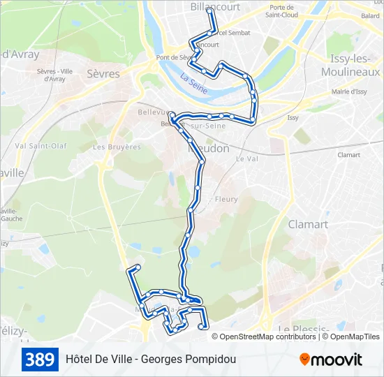 389 Bus Line Map