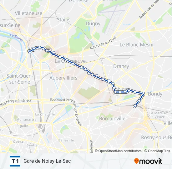 T1 Light Rail Line Map