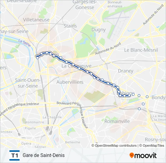 T1 Light Rail Line Map