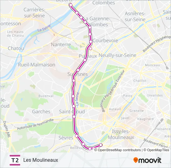 T2 Light Rail Line Map