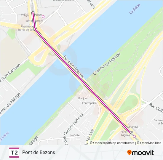 T2 Light Rail Line Map
