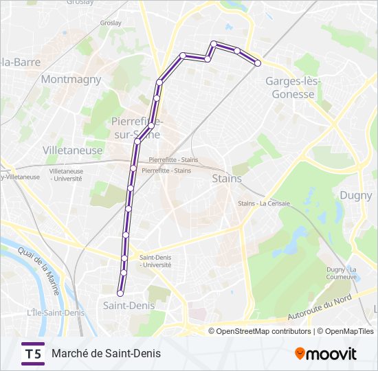 Mapa de T5 de tren ligero