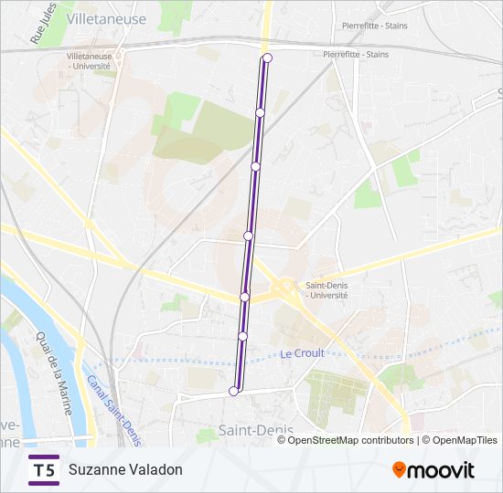 Plan de la ligne T5 de tram