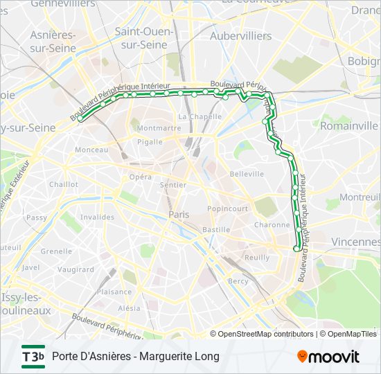 t3b Route: Schedules, Stops & Maps - Porte D'Asnières - Marguerite Long ...