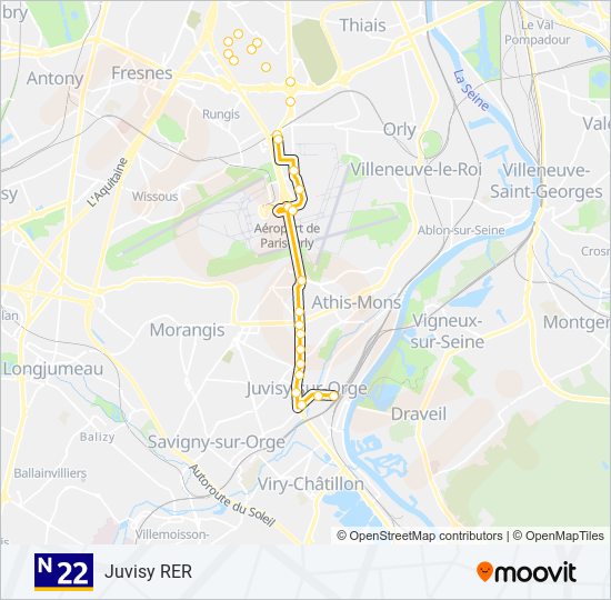 N22 bus Line Map