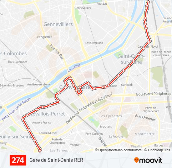 Plan de la ligne 274 de bus