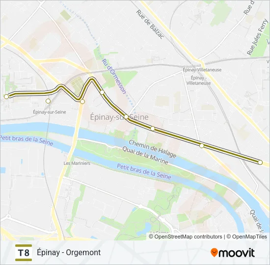 T8 Light Rail Line Map