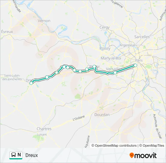 N Bus Line Map