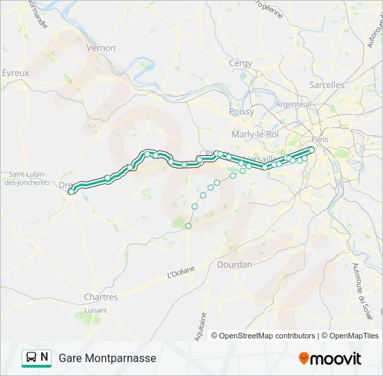 N Bus Line Map