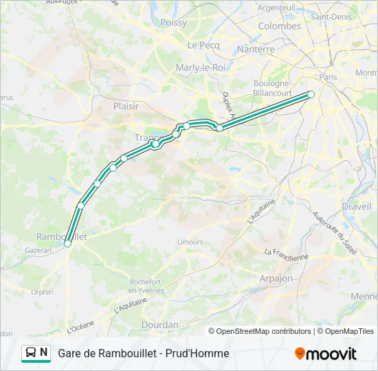 N Bus Line Map