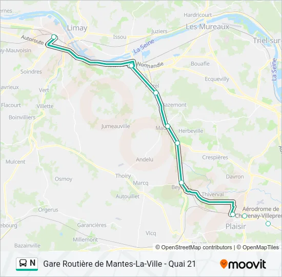 N Bus Line Map