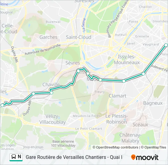 N Bus Line Map