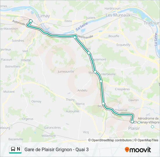 N Bus Line Map