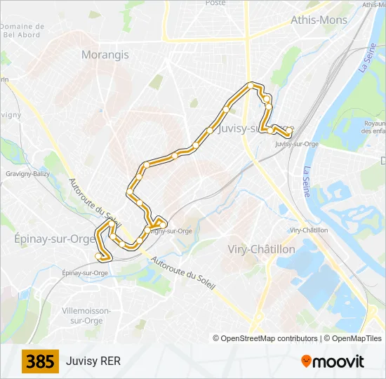 385 Bus Line Map
