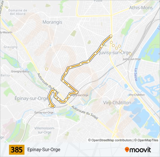 385 Bus Line Map
