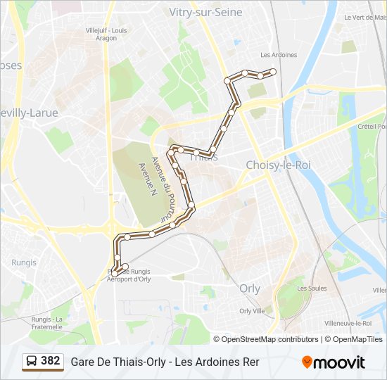 382 Bus Line Map