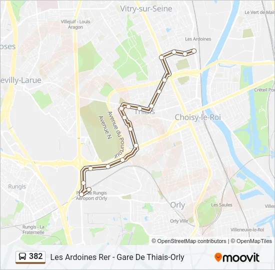 382 Bus Line Map
