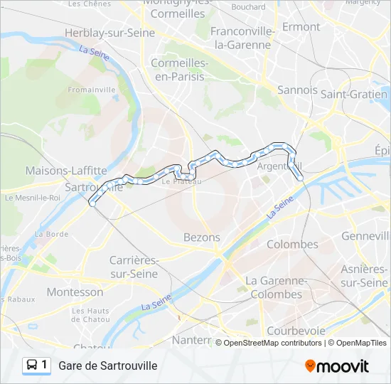 1 Bus Line Map