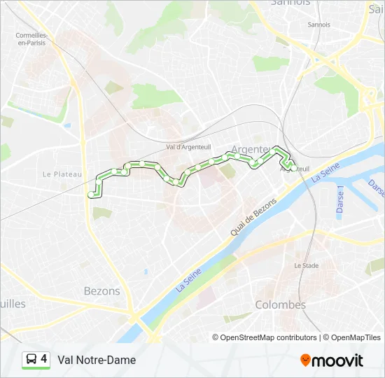 Plan de la ligne 4 de bus