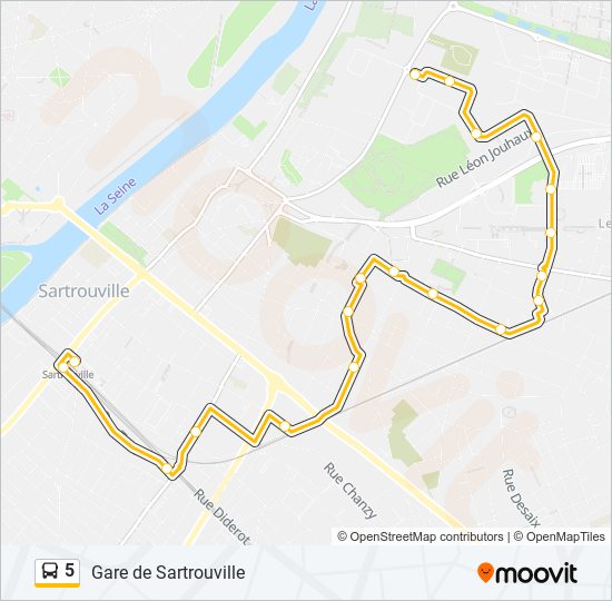 Plan de la ligne 5 de bus