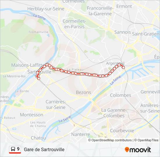 9 Bus Line Map