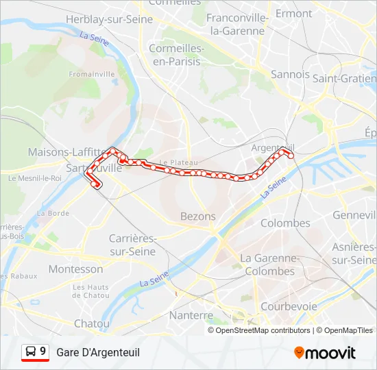 9 Bus Line Map