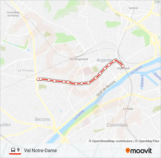 9 Bus Line Map