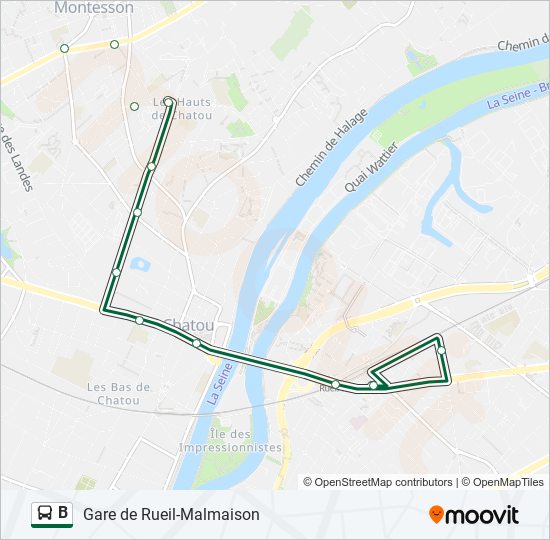 Plan de la ligne B de bus