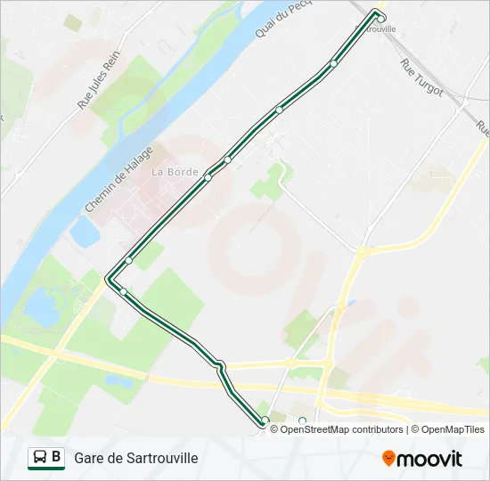 B Bus Line Map