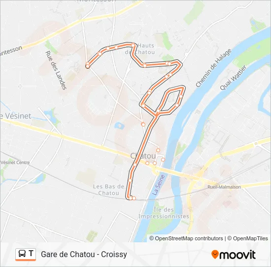 Plan de la ligne T de bus