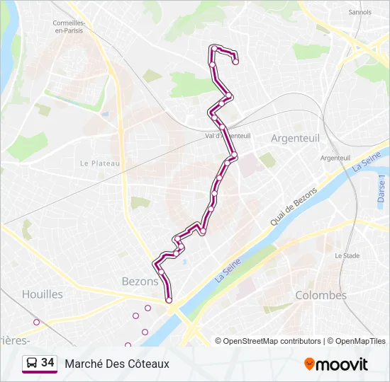34 Bus Line Map