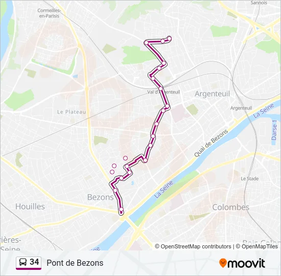 34 Bus Line Map