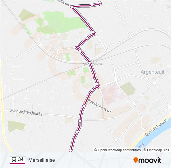 Plan de la ligne 34 de bus