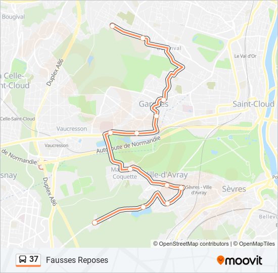 Plan de la ligne 37 de bus