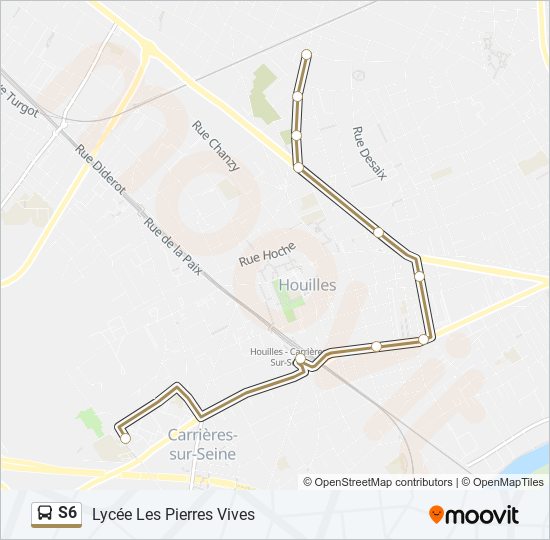 Plan de la ligne S6 de bus