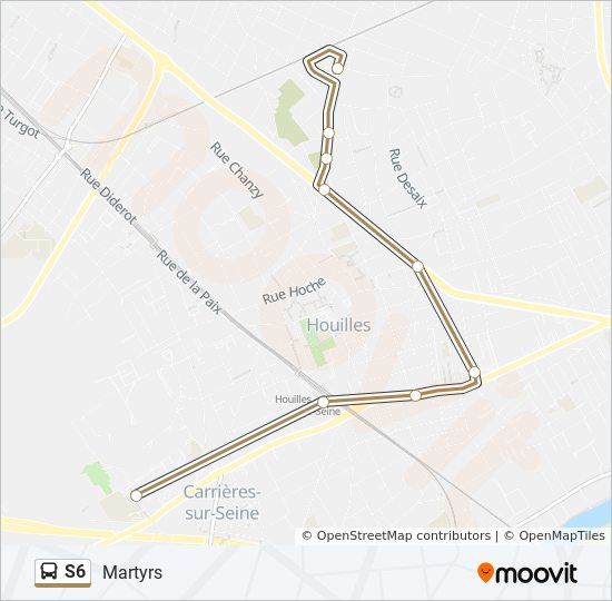 Plan de la ligne S6 de bus