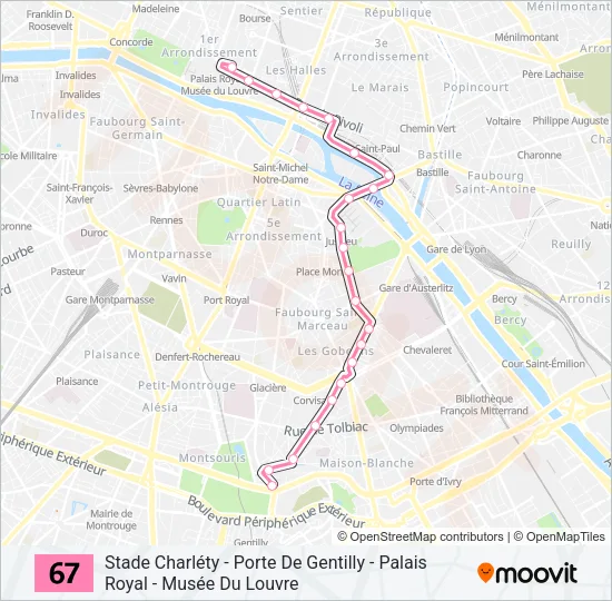 67 Bus Line Map