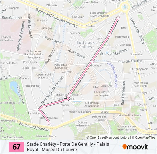 67 bus Line Map