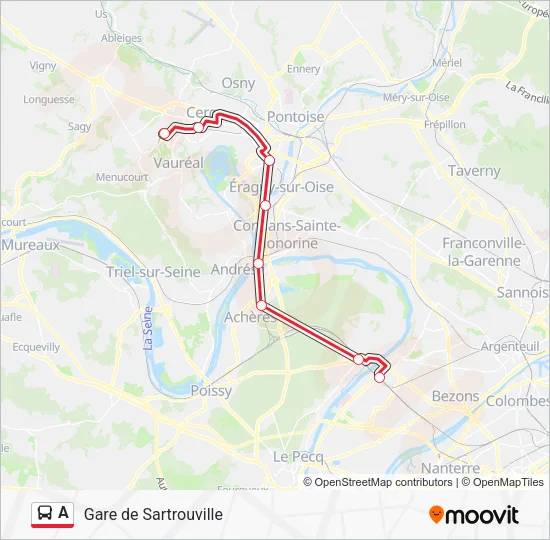Plan de la ligne A de bus