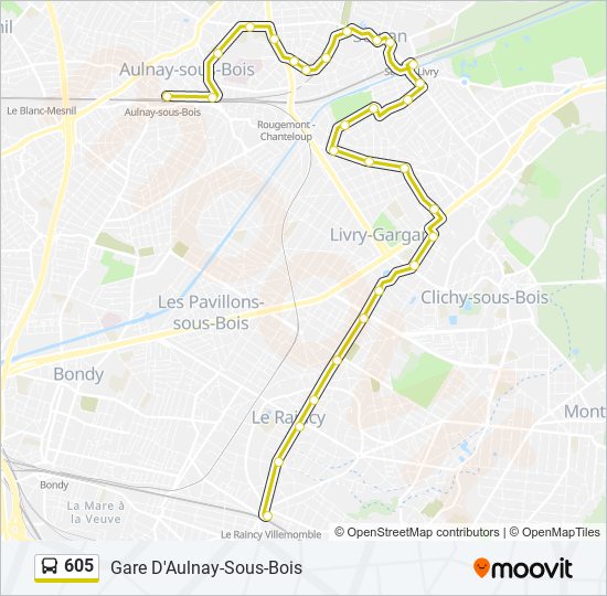 Plan de la ligne 605 de bus