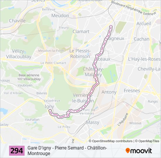 Plan de la ligne 294 de bus