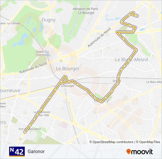 N42 bus Line Map