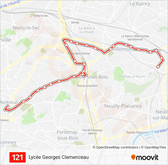 121 Bus Line Map