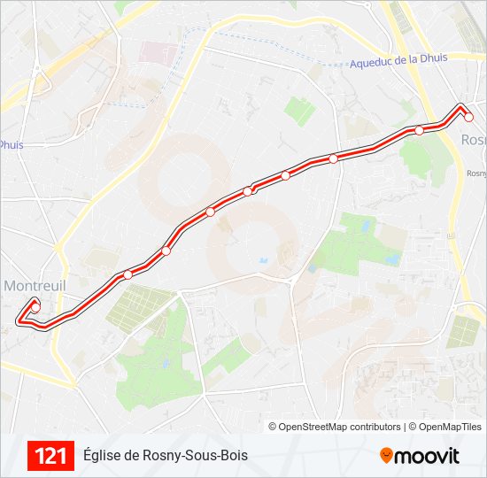 Plan de la ligne 121 de bus