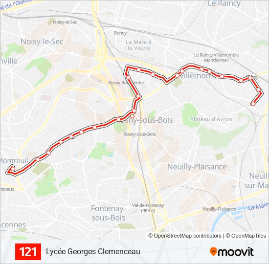 121 bus Line Map