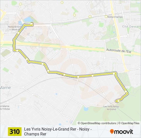 310 Route Schedules Stops Maps Les Yvris Noisy Le Grand Rer Updated