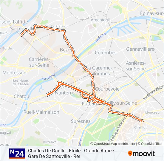 Mapa de N24 de autobús