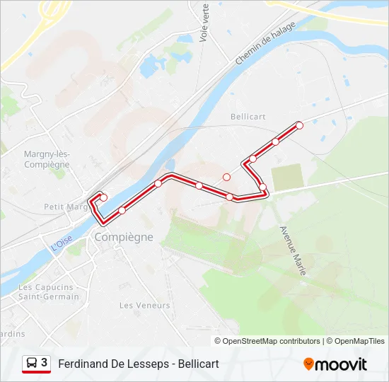 3 Bus Line Map